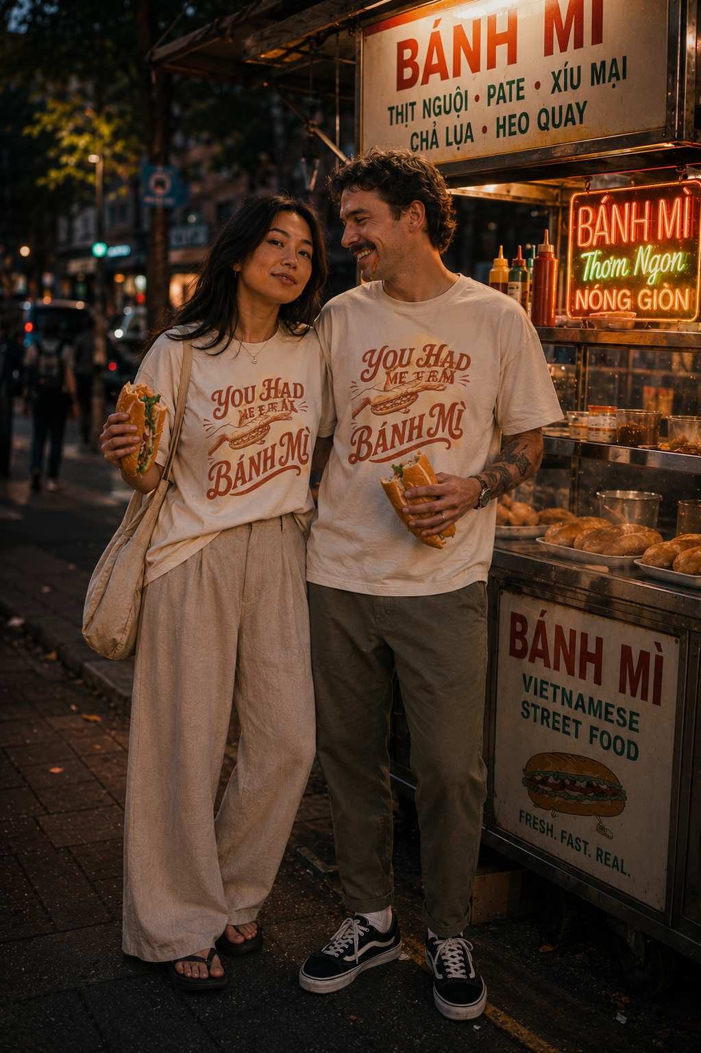 XuânThu Bé modelling You Had Me at Bánh Mì, Bánh Mì Shop limited drop shirt
